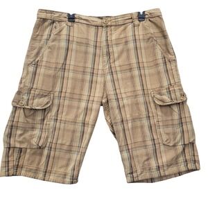 Levi's SilverTab‎ Cargo Shorts W38 Tan Plaid Y2K 90s Skate Grunge Cotton Flawed